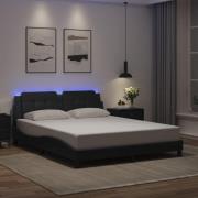 vidaXL Bed Frame with LED without Mattress "Zadar" Black 160x200 cm