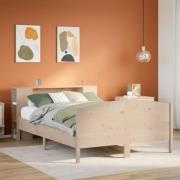 vidaXL Säng med bokhylla utan madrass 140x190cm massiv furu