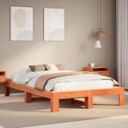 vidaXL Sängram utan madrass vaxbrun 120x190 cm massiv furu