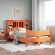 vidaXL Sängram utan madrass vaxbrun 120x200 cm massiv furu