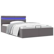 vidaXL Sängram hydraulisk förvaring utan madrass LEDs grå 140x200 cm