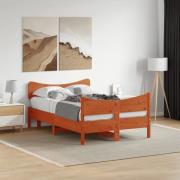 vidaXL Sängram utan madrass vaxbrun 120x200 cm massiv furu