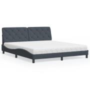 vidaXL Säng med madrass mörkgrå 180x200 cm sammet