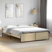 vidaXL Sängram sonoma-ek 150x200 cm konstruerad trä och metall