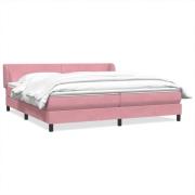 vidaXL Resårsäng med resårmadrasser rosa 200x210 cm sammet