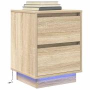 vidaXL Sängbord med LED-lampor sonoma-ek 38x34x50 cm