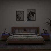 vidaXL Väggmonterade sängbord med LED-lampor 2 st brun ek