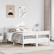 vidaXL Sängram utan madrass vit 140x190 cm massiv furu