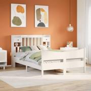 vidaXL Sängram utan madrass vit 140x190 cm massiv furu