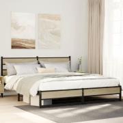 vidaXL Sängram utan madrass metall sonoma-ek 180x200 cm