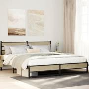 vidaXL Sängram utan madrass metall sonoma-ek 193x203 cm