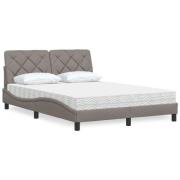 vidaXL Säng med madrass taupe 140x200 cm tyg