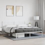 vidaXL Sängram med huvudgavel metall vit 183x213 cm