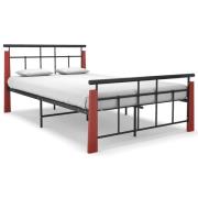 vidaXL Sängram metall och massiv ek 120x200 cm