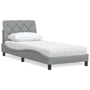 vidaXL Säng med madrass ljusgrå 90x190 cm tyg
