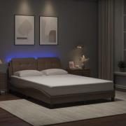 vidaXL Sängram med LEDs utan madrass cappuccino 120x200 cm