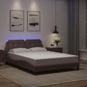 vidaXL Bed Frame with LED without Mattress "Zadar" Brown 120x200 cm