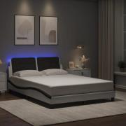 vidaXL Bed Frame with LED without Mattress "Zadar" White and Black 120...