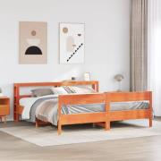 vidaXL Sängram utan madrass vaxbrun 200x200 cm massiv furu