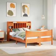 vidaXL Sängram utan madrass vaxbrun 150x200 cm massiv furu