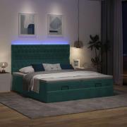 vidaXL Ottoman sängram med madrasser mörkgrön 180x200 cm sammet