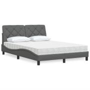 vidaXL Säng med madrass mörkgrå 140x190 cm tyg