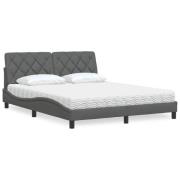 vidaXL Bed with Mattress Dark Grey 160x200 cm Fabric