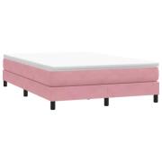 vidaXL Resårsäng utan madrass rosa 140x210 cm sammet