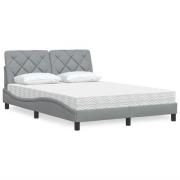 vidaXL Säng med madrass ljusgrå 140x200 cm tyg