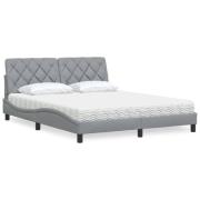 vidaXL Bed with Mattress Light Grey 160x200 cm Fabric
