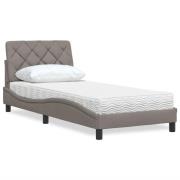 vidaXL Säng med madrass taupe 80x200 cm tyg