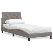 vidaXL Bed with Mattress Taupe 90x200 cm Fabric