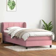 vidaXL Ramsäng med madrass rosa 100x220 cm sammet