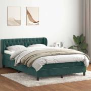 vidaXL Ramsäng med madrass mörkgrönt 140x210 cm sammet