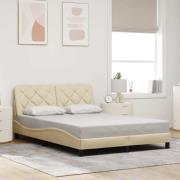 vidaXL Bed Frame without Mattress Cream 140x190 cm Fabric