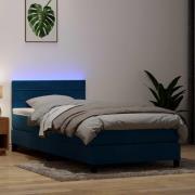 vidaXL Resårsäng med madrass mörkblå 90x220 cm sammet
