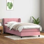 vidaXL Ramsäng med madrass rosa 80x220 cm sammet