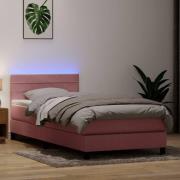 vidaXL Resårsäng med madrass rosa 90x220 cm sammet