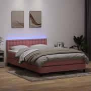 vidaXL Ramsäng med madrass rosa 140x210 cm sammet