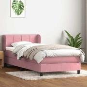 vidaXL Ramsäng med madrass rosa 80x220 cm sammet