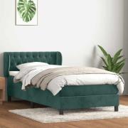 vidaXL Ramsäng med madrass mörkgrön 100x210 cm sammet