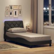 vidaXL Bed Frame with LED without Mattress Dark Grey 90x200 cm Fabric