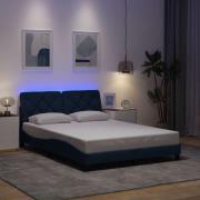 vidaXL Sängram med LED utan madrass blå 140x200 cm tyg
