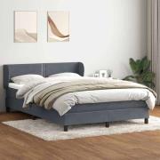 vidaXL Ramsäng med madrass mörkgrå 140x210 cm sammet