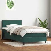 vidaXL Ramsäng med madrass mörkgrön 90x220 cm sammet