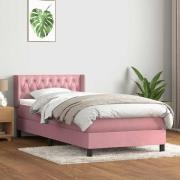 vidaXL Ramsäng med madrass rosa 100x210 cm sammet