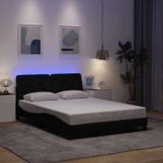 vidaXL Sängram med LED utan madrass svart 140x200 cm tyg