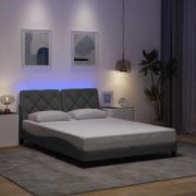 vidaXL Bed Frame with LED without Mattress Light Grey 140x200 cm Fabri...