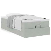 vidaXL Ottoman sängram med madrass ljusgrå 90x200 cm sammet
