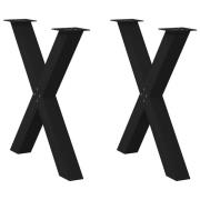 vidaXL Matbordsben X-formade 2 st svarta 70x(72-73) cm stål